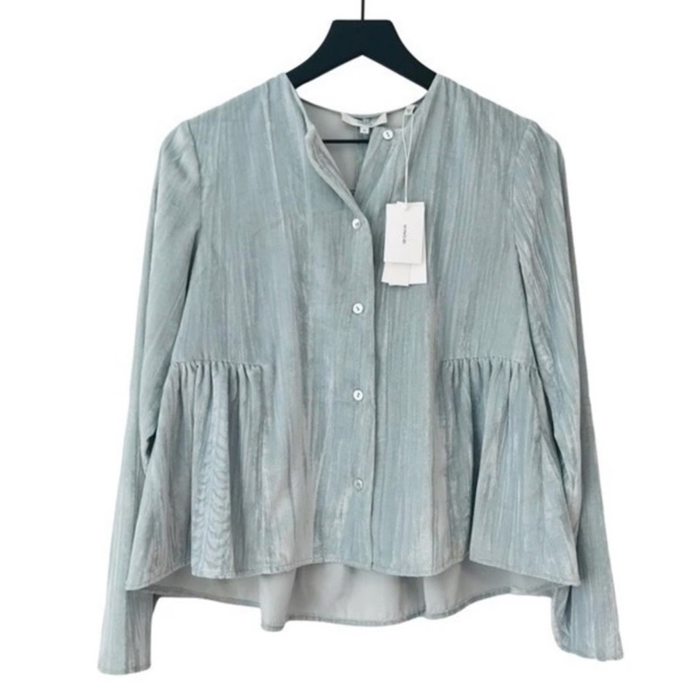 Vince Light Gray Peplum Blouse